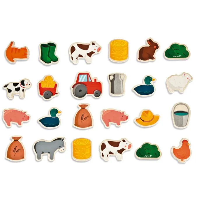 Magnets en bois - JANOD - Ferme - 24 pièces-0