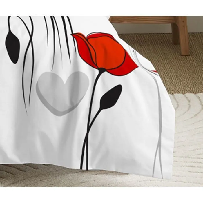 Pack complet housse de couette réversible pour lit 90 x 190 cm Coquelicot-3