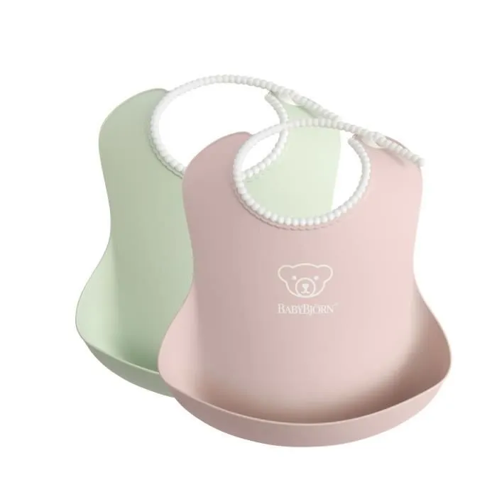 BABYBJÖRN Bavoir, lot de 2, Vert pastel/Rose pastel-0