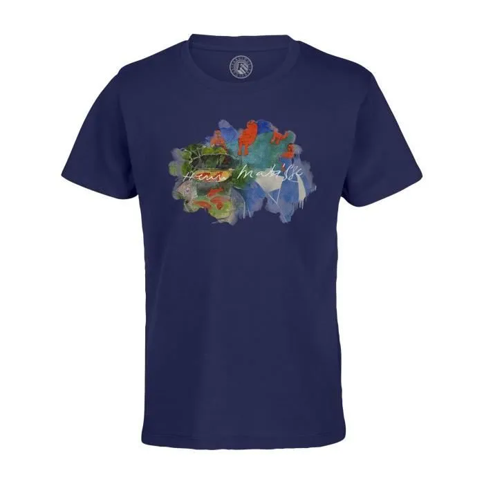 T-shirt Enfant Bleu Matisse Signature Peinture Célèbre Peintre Artiste Impressionisme Modernisme-0