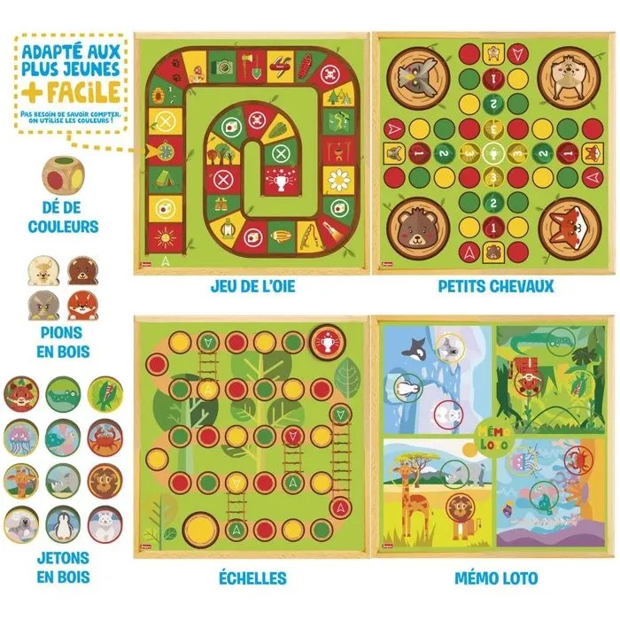 Coffret de jeux en bois - Jeujura - Mon 1er coffret - 4 jeux traditionnels - Dès 2 ans - Mixte-2