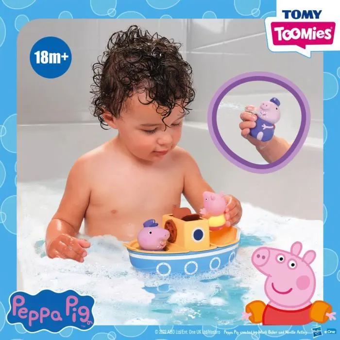 Bateau miniature naval - TOMY - Peppa Pig - 12 mois - Jaune et bleu - Verseurs et roue à eau-2
