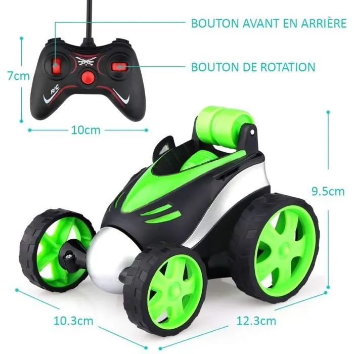 Voiture Télécommandée - BOROFONE - Rotation 360° - Vert - Jouet Enfant-1