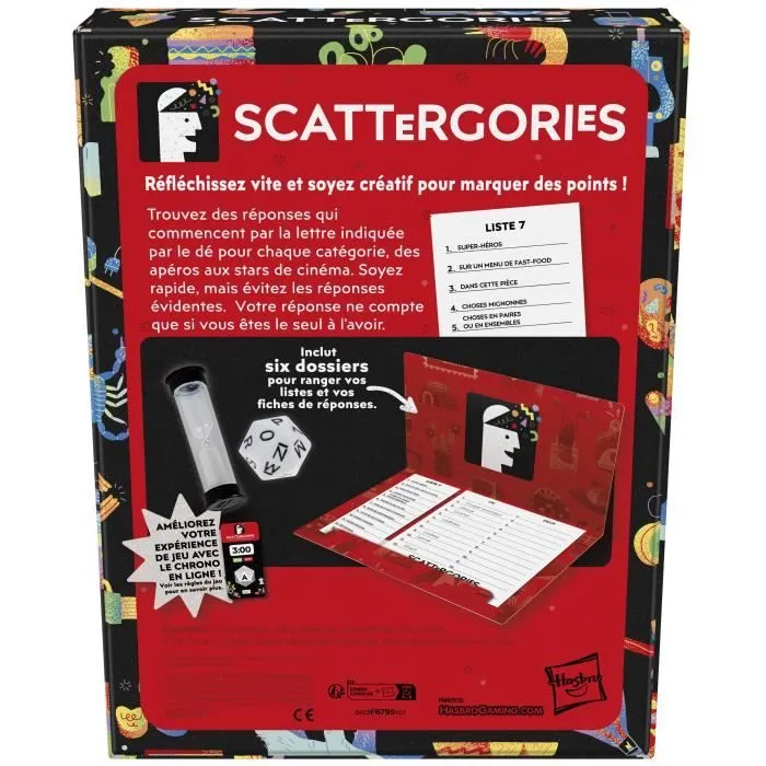 Jeu Scattergories classique, jeu de groupe pour ados et adultes, à partir de 13 ans, jeu de société pour 2 joueurs et plus-8