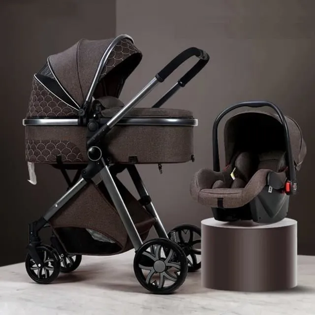 Bebeboutik Poussette 3 en 1 Bebe Combinee Siege Auto Nacelle Haute Reversible Reglable Trio Yoyo Canne Roues increvables Haute Qualite