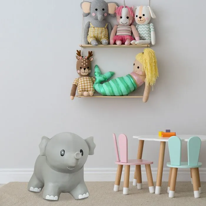 Relaxdays Animal sauteur éléphant, avec pompe, supporte jusqu’à 100 kg, sans BPA, jouet gonflable pour enfants, gris-1