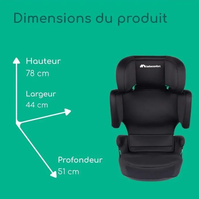 BEBECONFORT Siège auto ROAD SAFE i-Size, Groupe 2/3, Réhausseur ceinturé, de 3,5 à 12 ans environ, 15-36kg,100 à 150cm, Full Black-5