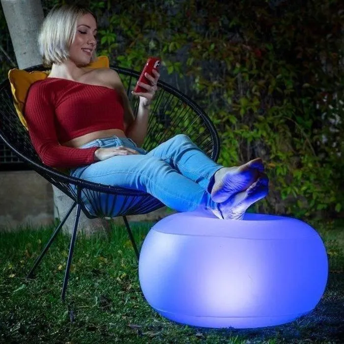Fauteuil gonflable - InnovaGoods - Rond - LED multicolore - Résistant à l'eau - Portable-1