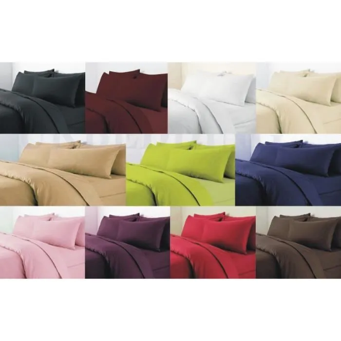 Housse de couette 140 x 200 unie Pour lit 1 place en 90 x 190 cm. 100% Coton - 57 Fils-cm² Prune-3