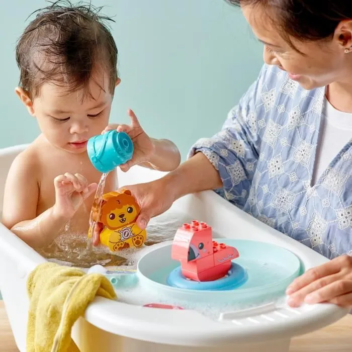 LEGO 10966 DUPLO Jouet de Bain : L’Île Flottante des Animaux, Figurine pour la Baignoire, Jeu d'Éveil, Jouet Bébés 18 Mois et Plus-4