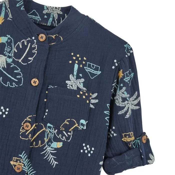 Chemise bébé garçon - PETIT BEGUIN - Athi - Gaze de coton - Manches longues - Col chemise-3
