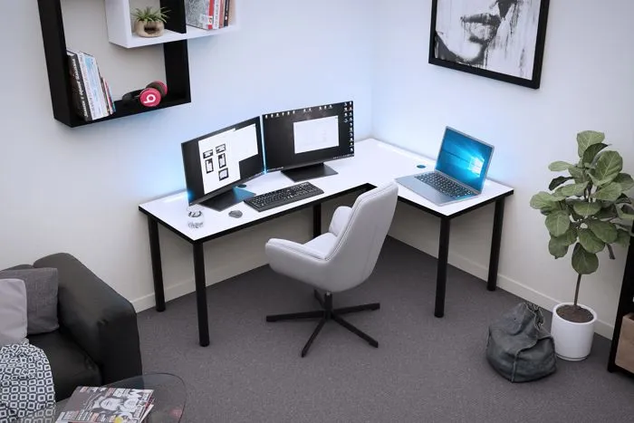 Bureau gaming blanc, bureau gamer, bureau d'ordinateur, bureau de jeu bureau-3