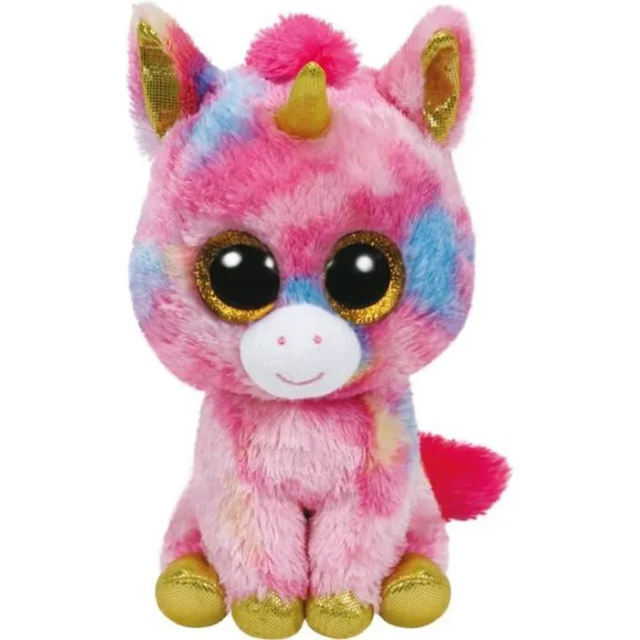 Peluche - TY - Fantasia la licorne - Rose - Enfant - Intérieur - 23 cm-0