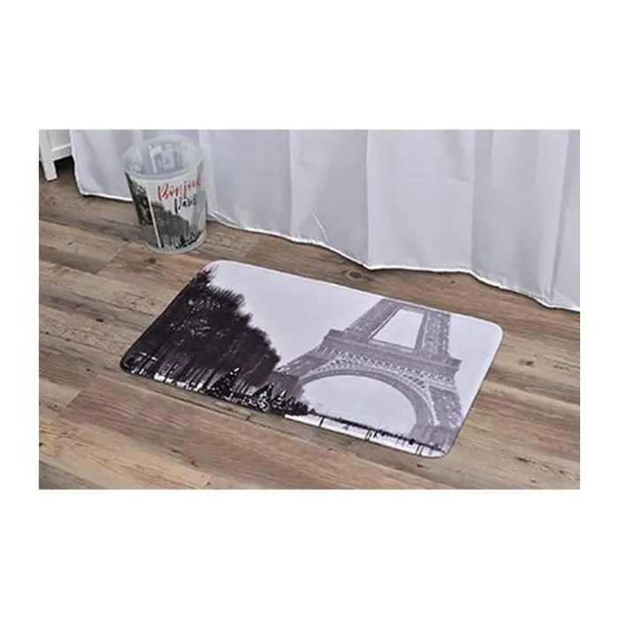 TENDANCE - Tapis de salle de bain en Microfibre 45 x 75 cm déco Parisienne-1