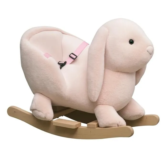 Cheval à bascule - HOMCOM - lapin fauteuil intégré - ceinture de sécurité - fonction sonore clapissement - rose-0