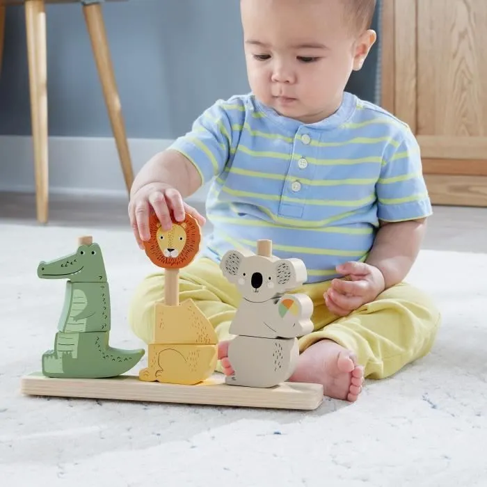Fisher-Price-Animaux en Bois à Empiler et Trier, 10 pièces HXV04-3
