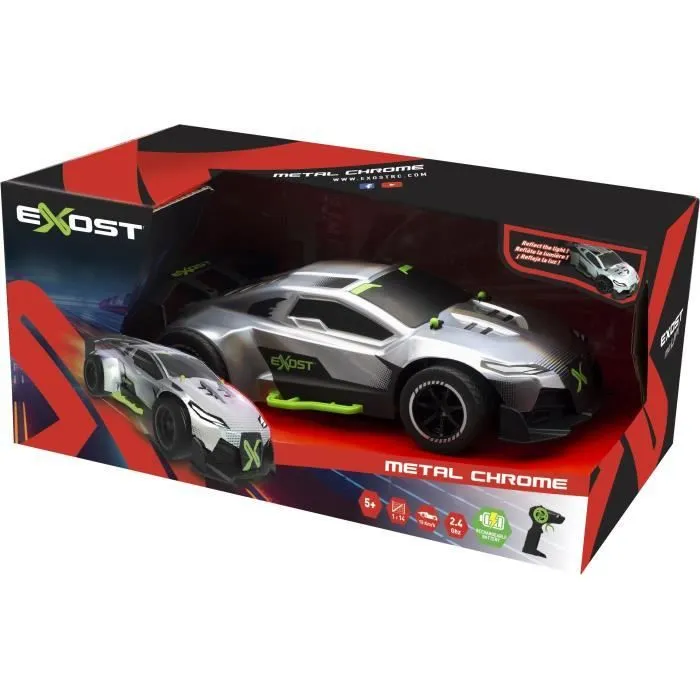 Voiture Télécommandée - EXOST - Metal Chrome 1:14 - 15 km/h - 31 -5 cm - argent et vert - dès 5 ans-6