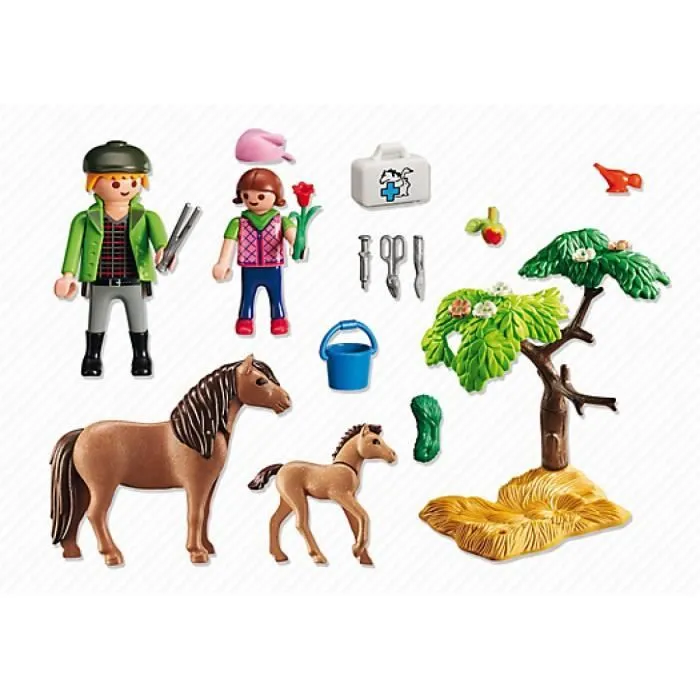 PLAYMOBIL 6949 - Country - Vétérinaire avec Enfant et Poneys - Jouet pour Enfant de 4 Ans et Plus-1