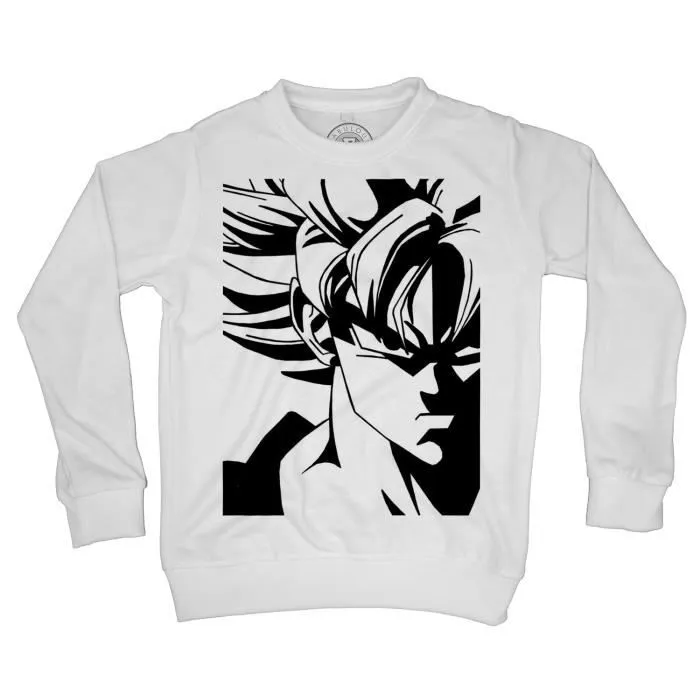 Sweat-Shirt Enfant - FABULOUS - Dragon Ball Super - Goku Super Saiyan - Noir et Blanc - Manches Longues-0