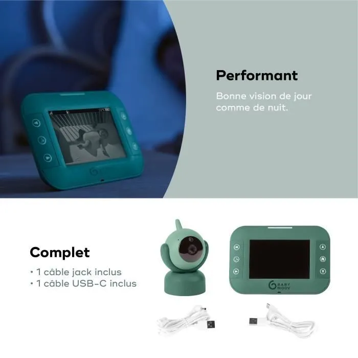 Babymoov Babyphone vidéo YOO Twist - Caméra motorisée avec vue à 360° - Technologie Sleep - Vision nocturne-4