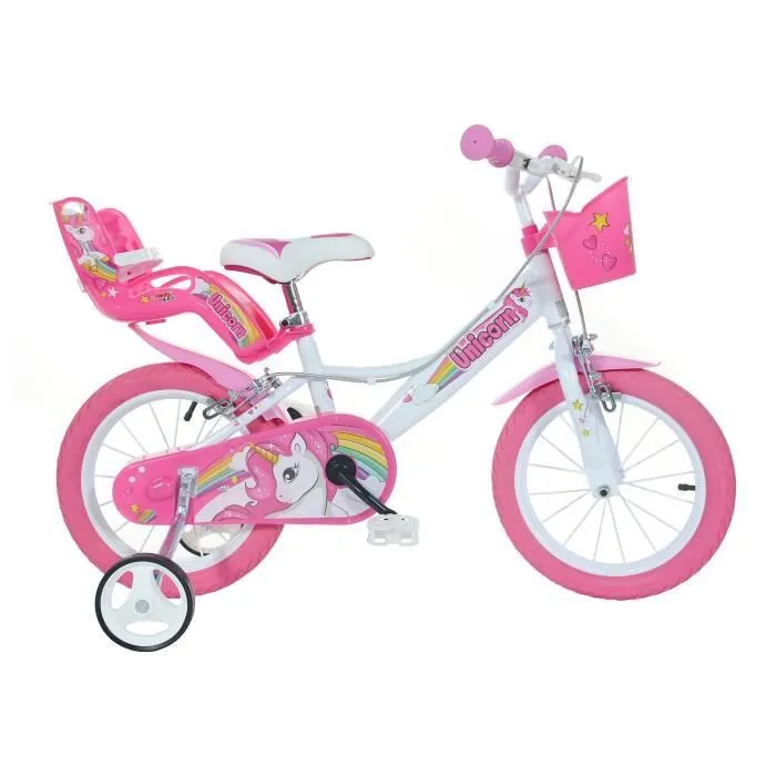 Vélo Enfant 14" - UNICORN - Rose - 4 à 6 Ans - Idéal pour Filles - Taille 95-115 cm-0