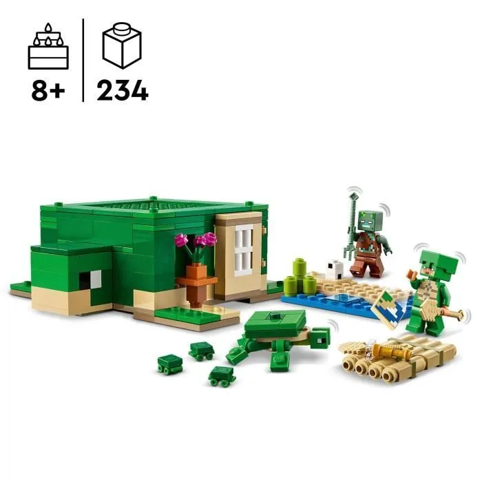 LEGO® 21254 Minecraft La Maison de la Plage de la Tortue, Jouet avec Accessoires, Minifigurines des Personnages du Jeu Vidéo-1