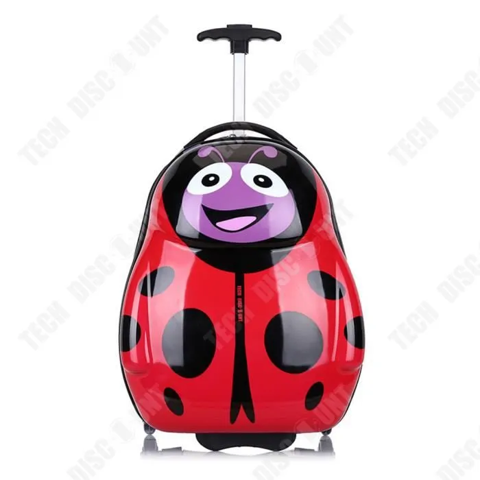 TD® Valise trolley pour enfants hommes et femmes bagages de dessin animé étanche petite valise coccinelle résistante à l'usure-0