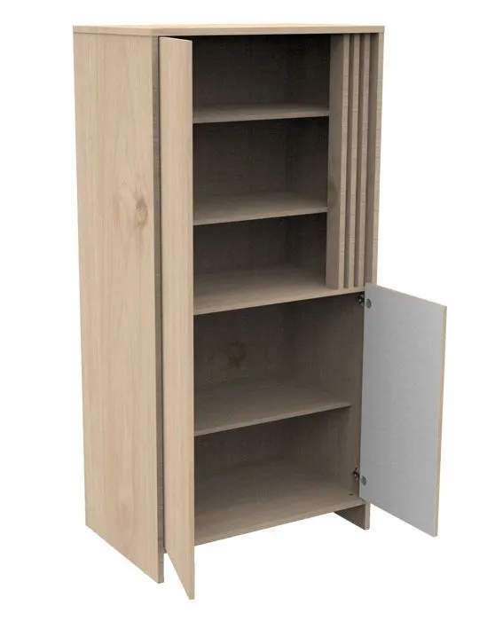 Armoire 2 portes et 1 niche avec claustra en bois décor chêne Suave-3
