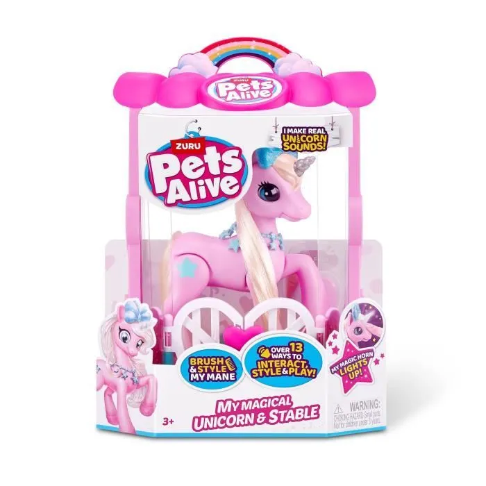 Licorne Interactif - ZURU - My Magical Unicorn Pets Alive - 13 interactions et jeux pour découvrir la magie de ta licorne-1
