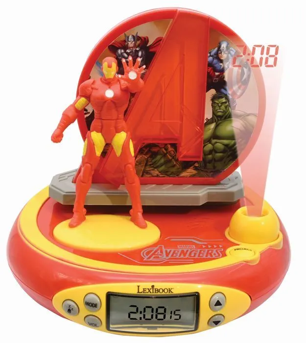 Réveil Projecteur Avengers avec Iron Man en 3D et des sons super-héros-1