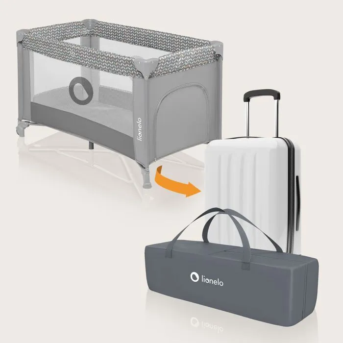 Lit parapluie compact 2en1 LIONELO Stefi - Parc bébé - 0-36 mois - Sac de Transport - Pliage Rapide - 2 x Roulettes - Gris-4