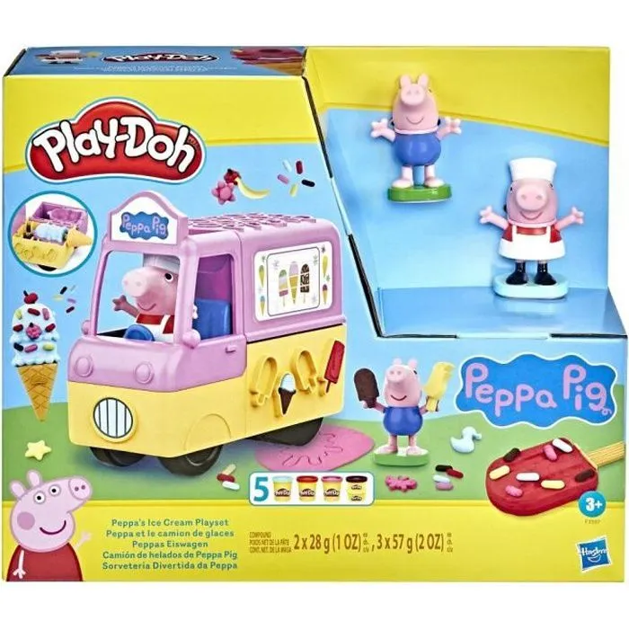 Play-Doh Peppa et le camion de glaces - Figurines Peppa et George et 5 pots de pâte à modeler - Les héros-0