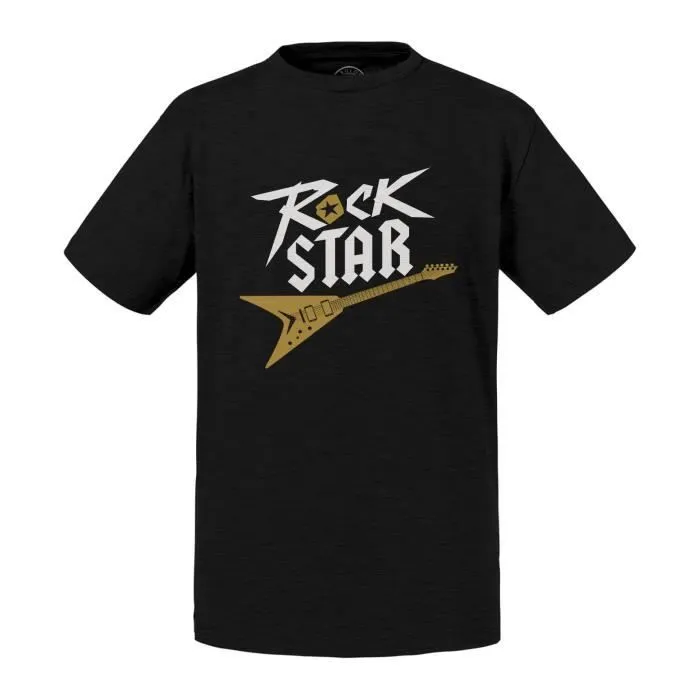 T-shirt Enfant Noir Rock Star Guitare Musique Musicien Instrument-0