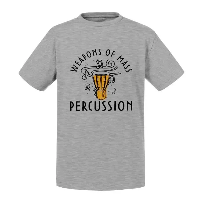 T-shirt Enfant Gris Weapons of Mass Percussion Musique Musicien Djembe-0