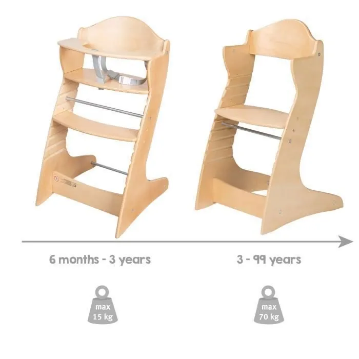 ROBA Chaise Haute Évolutive Chill Up - Bois Naturel-3