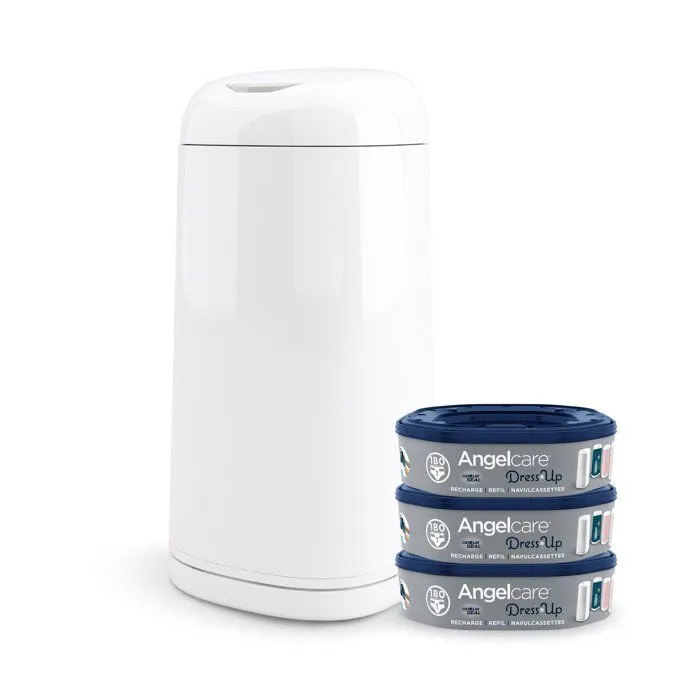 Starter Pack Poubelle à couches Dress Up + 3 recharges Blanc-0