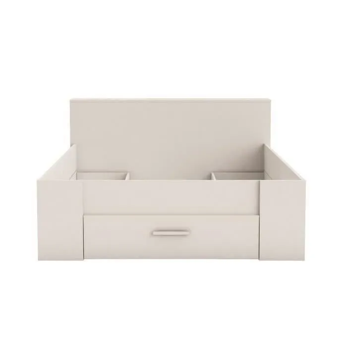 DEMEYERE Lit adulte contemporain blanc perle + tête de lit - l 160 x L 200 cm - OXYGENE-3