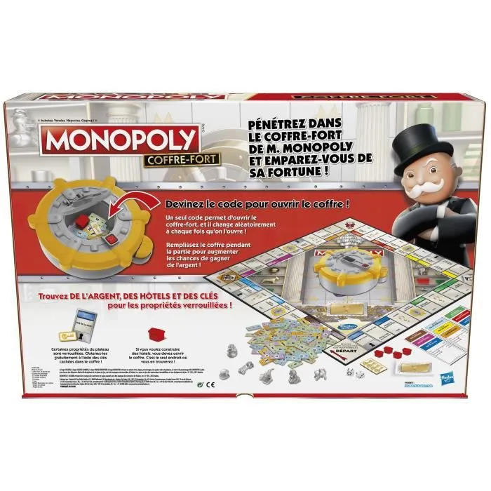 Monopoly Coffre-fort, jeu de plateau pour la famille et les enfants, 2 à 6 joueurs, dès 8 ans, inclut un coffre-fort-2
