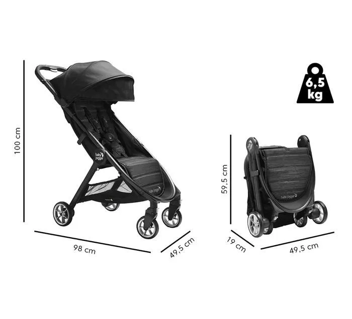 Poussette-chassis poussette Baby jogger - BJ0214517901 - Poussette City Tour2 Shadow Gris-2