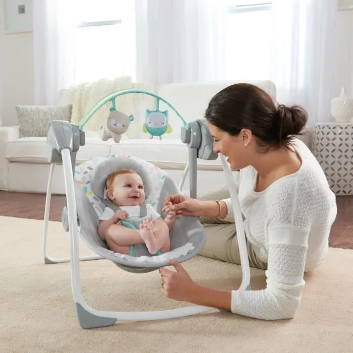 INGENUITY Transat bébé balancelle électrique pliable - Foret - Arche, jouets amovible, réglages balancement, minuterie, inclinaison-4