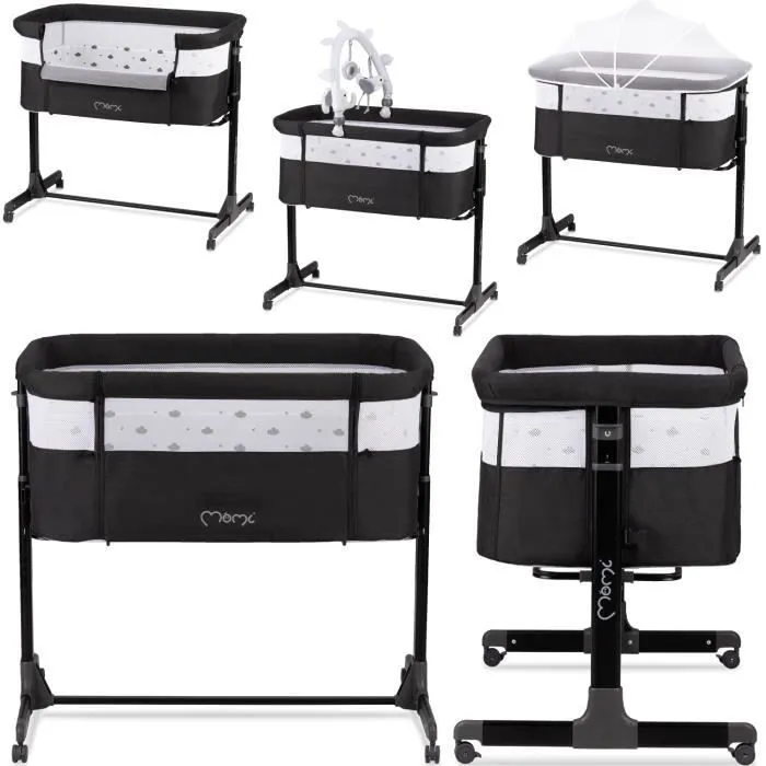 Lit Cododo MoMi REVO - Multifonctionnel - Hauteur Réglable - Roues - Gris/Sombre-0