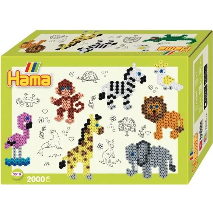 HAMA - Boite perles à repasser Les animaux du zoo - 2000 perles - Loisirs créatifs dès 5 ans-0