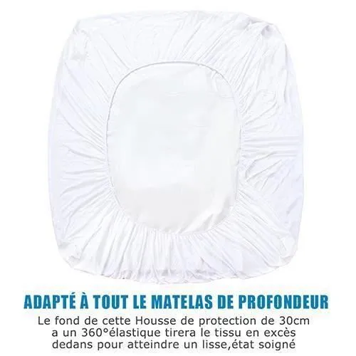 Protège Matelas imperméable 160*200cm Drap Housse Hypoallergénique, Hautement Respirant,Anti-Bactérien RICHAIR by H Mon1224-9-51122-2