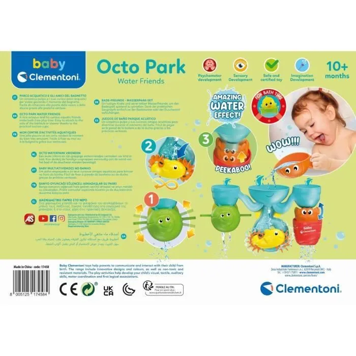 Jouet bain bébé - Clementoni - Mon centre d'activités aquatiques - Pieuvre et animaux activés par l'eau-5