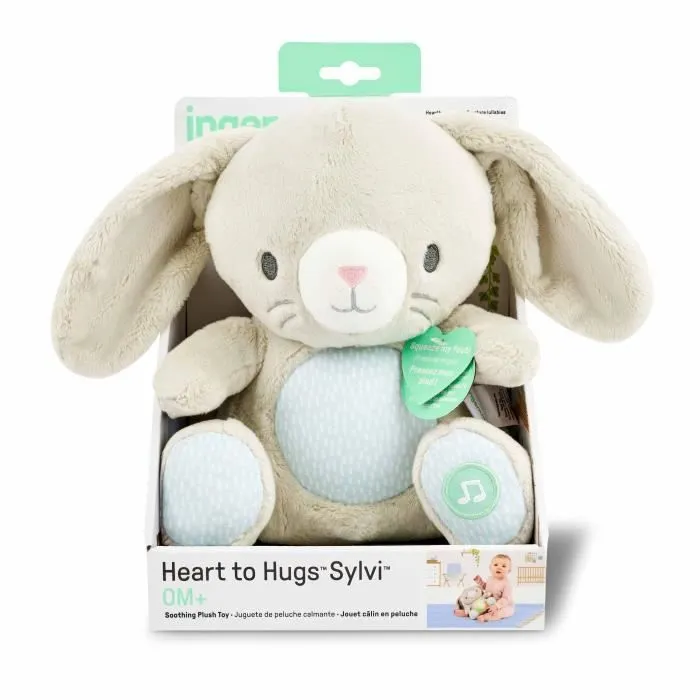 INGENUITY Doudou bébé lapin Sylvi, peluche, mélodies et vibrations apaisantes, lumineux, cadeau naissance-5