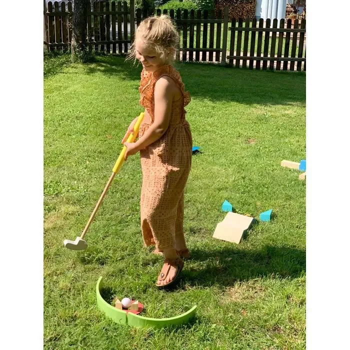 Mini golf en bois pour enfant - SMALL FOOT - Set de mini-golf avec obstacles - Multicolore - A partir de 5 ans-0