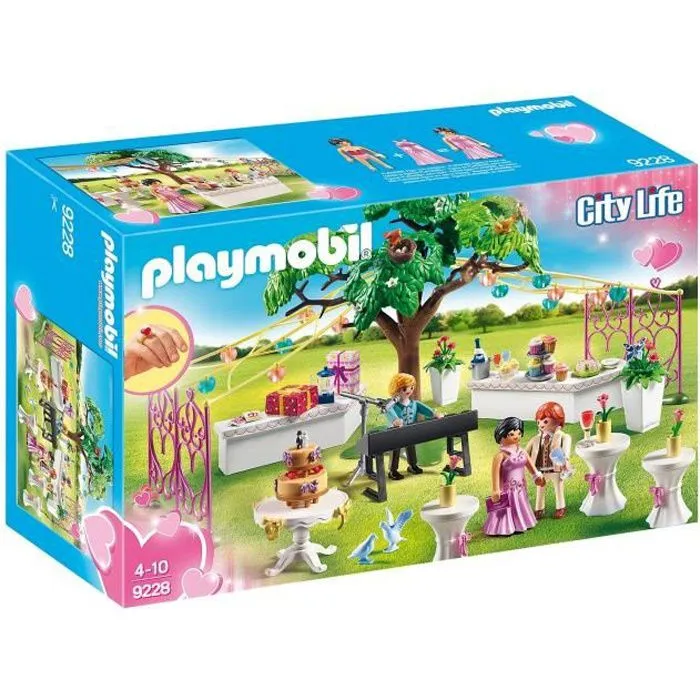 PLAYMOBIL 9228 - City Life - Le Mariage - Espace Cocktail - Contient 3 personnages et de nombreux accessoires-0