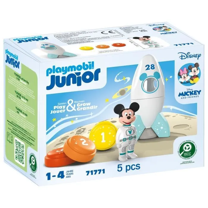 PLAYMOBIL Junior 71771 Mickey astronaute avec sa fusée, Disney, 5 pièces, Dès 12 mois-0