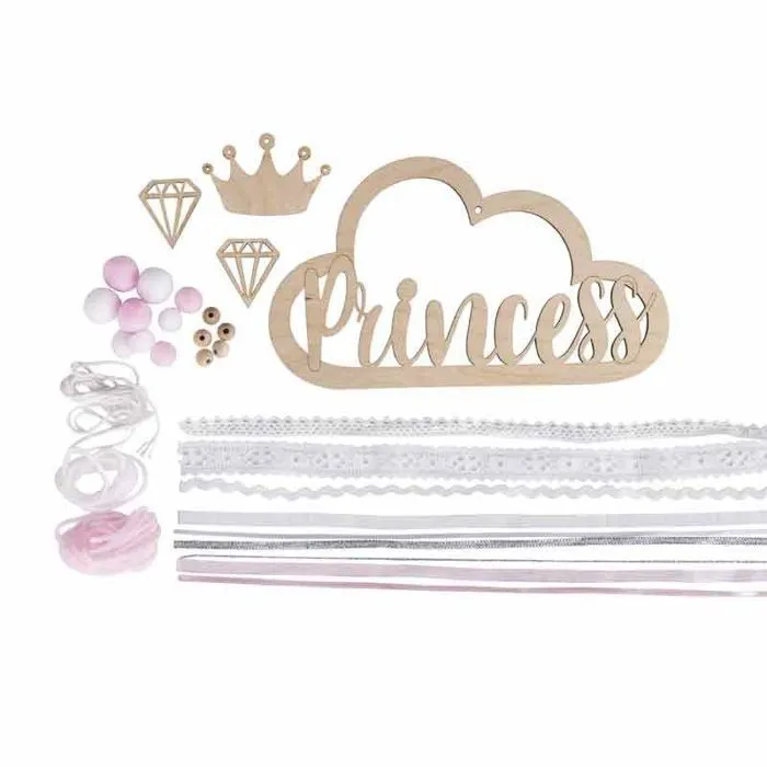Kit DIY suspension murale - RAYHER - Princesse - Rose, beige et gris - Asymétrique - Intérieur-1