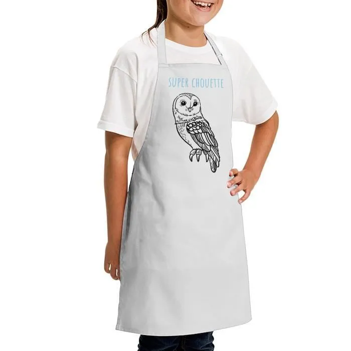 Tablier Enfant Cuisine - Peinture Super Chouette Dessin Illustration - Qualité Premium-1
